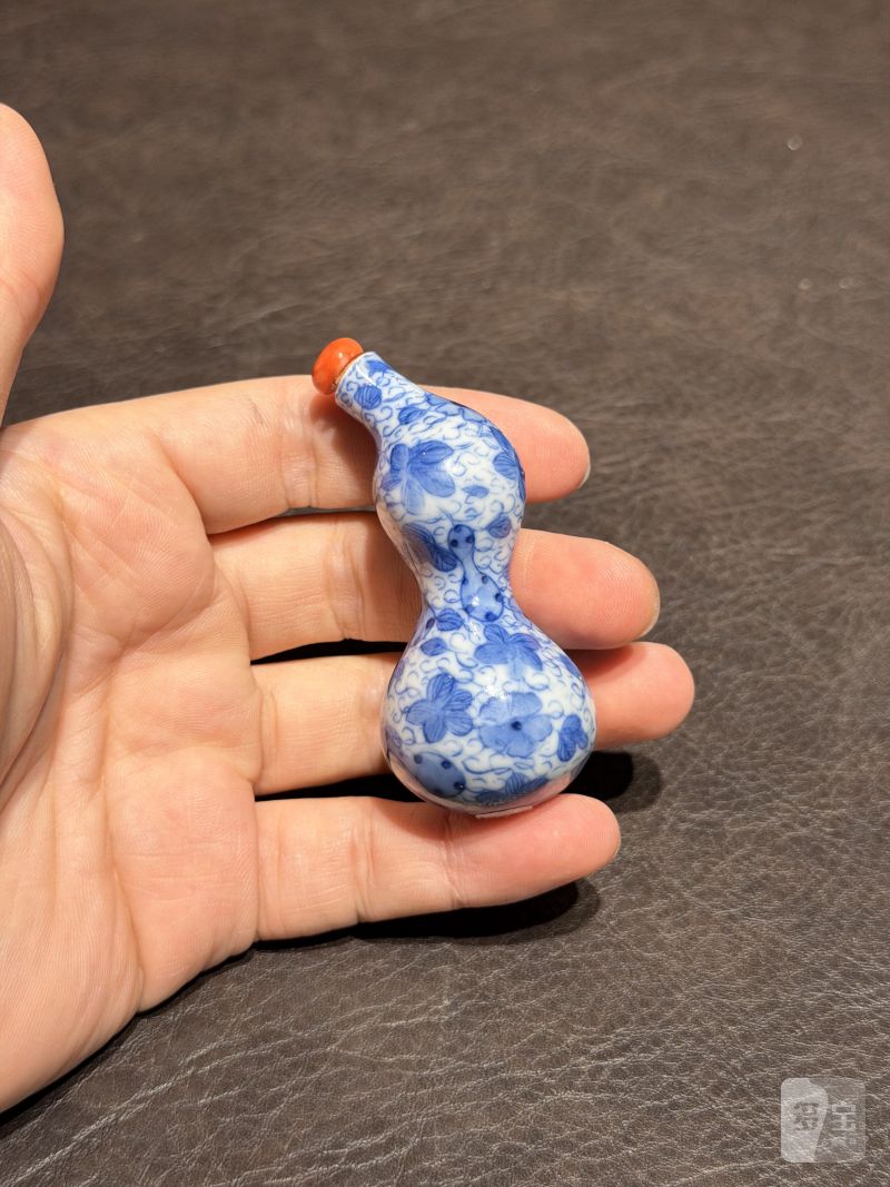 清乾隆 青花瓜瓞绵绵仿生葫芦瓶 - 图3